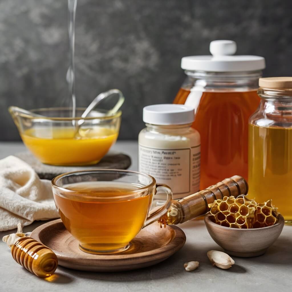 Home remedies for tonsillitis treatment, including honey, tea, and saltwater gargle.